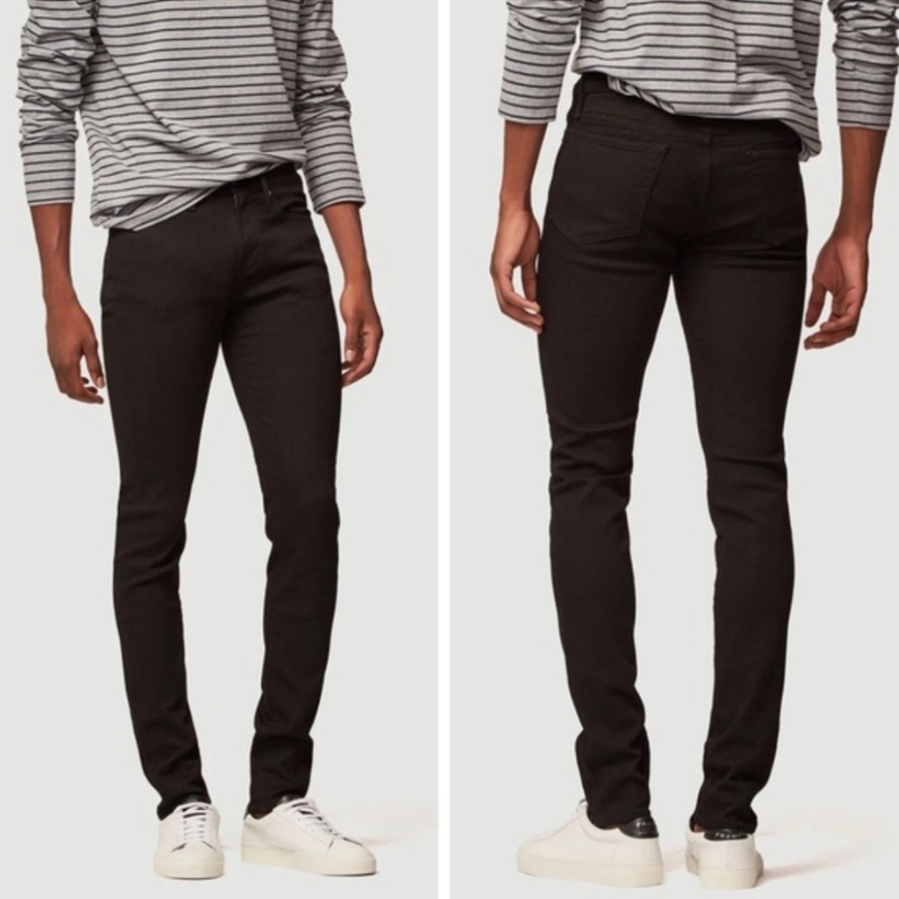 FRAME Jagger True Skinny Black Jeans Premium Stretch Denim Mid Rise Skinny